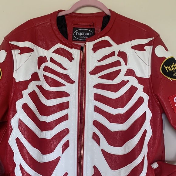 Hudson Leather Skeleton Motorcycle Men’s Leather Jacket - Picture 5 of 16